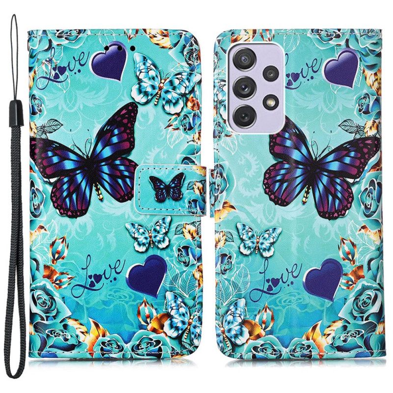 Kotelot Samsung Galaxy A33 5G Suojaketju Kuori Thong Butterflies