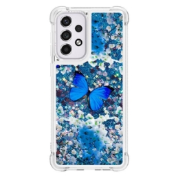 Kuori Samsung Galaxy A33 5G Glitter Blue Butterflies