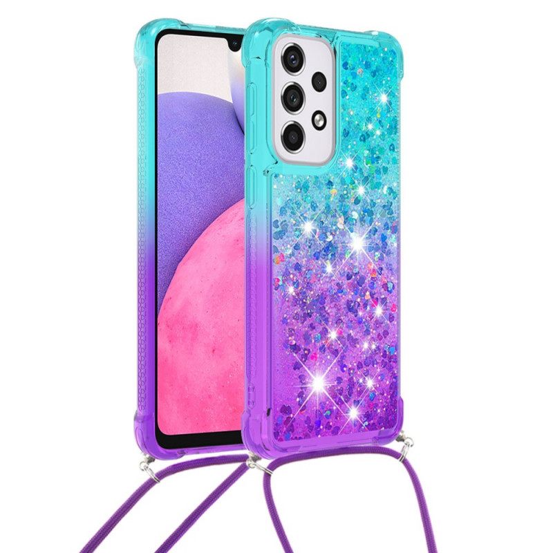 Kuori Samsung Galaxy A33 5G Kiristysnyörillä Glitter Silikonijohto