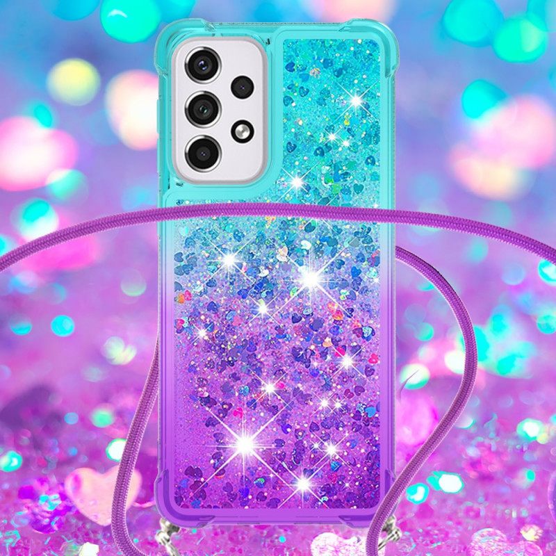 Kuori Samsung Galaxy A33 5G Kiristysnyörillä Glitter Silikonijohto