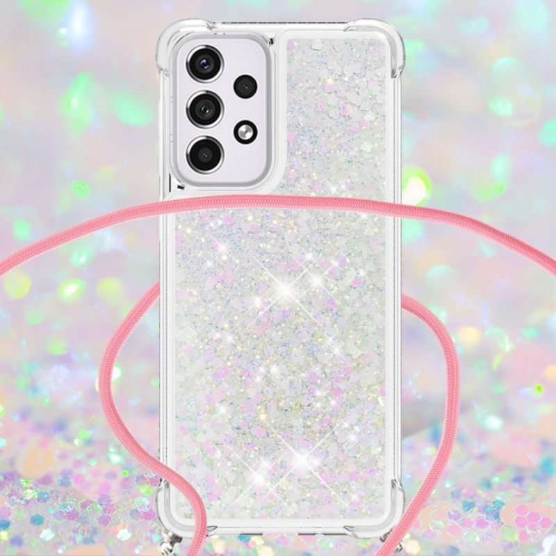 Kuori Samsung Galaxy A33 5G Kiristysnyörillä Kiristysnauha Glitter Design