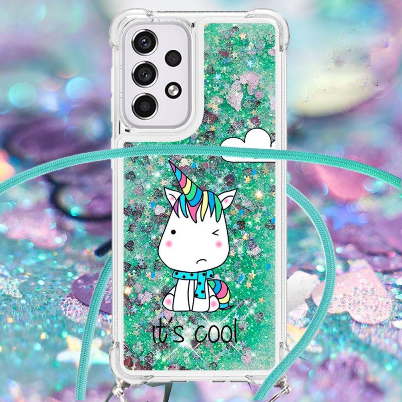 Kuori Samsung Galaxy A33 5G Kiristysnyörillä Unicorn Glitter Vetonauhaan