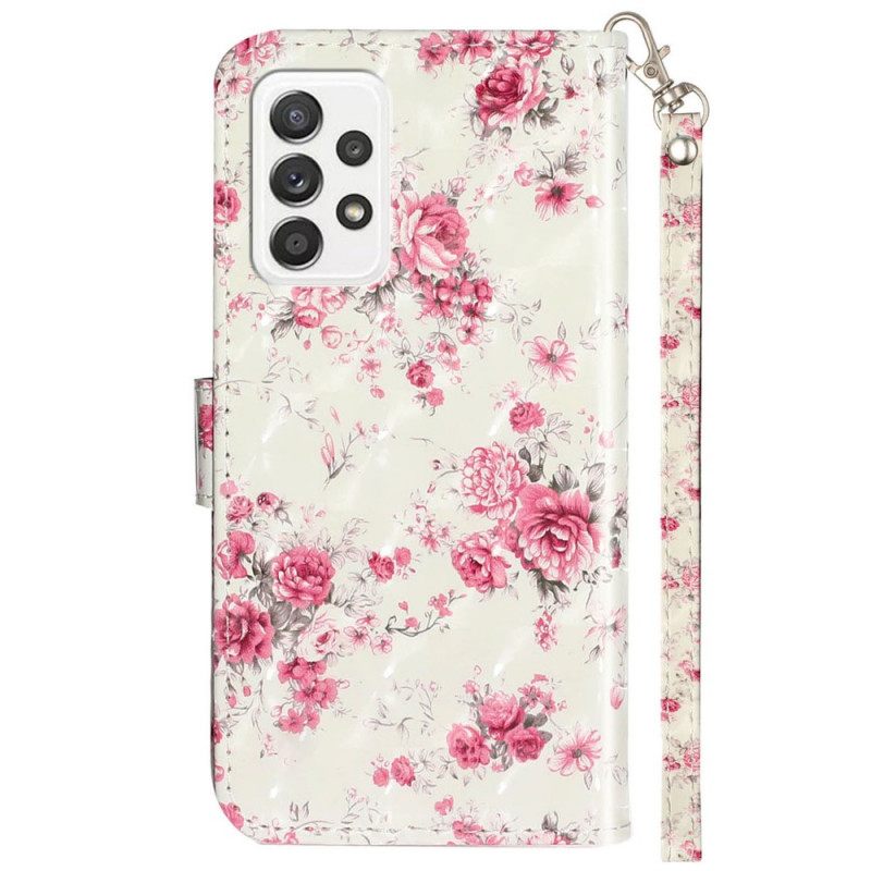 Nahkakotelo Samsung Galaxy A33 5G Suojaketju Kuori Liberty Flowers Hihnalla