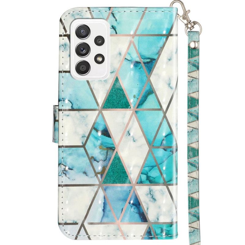 Nahkakotelo Samsung Galaxy A33 5G Suojaketju Kuori Strip Marble