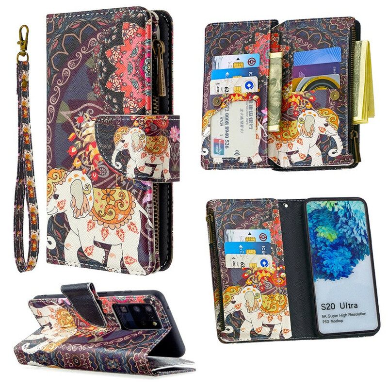 Flip Case Samsung Galaxy S20 Ultra Elephant Vetoketjutasku