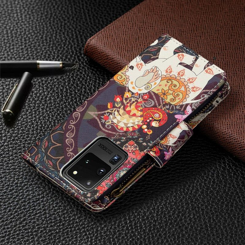 Flip Case Samsung Galaxy S20 Ultra Elephant Vetoketjutasku