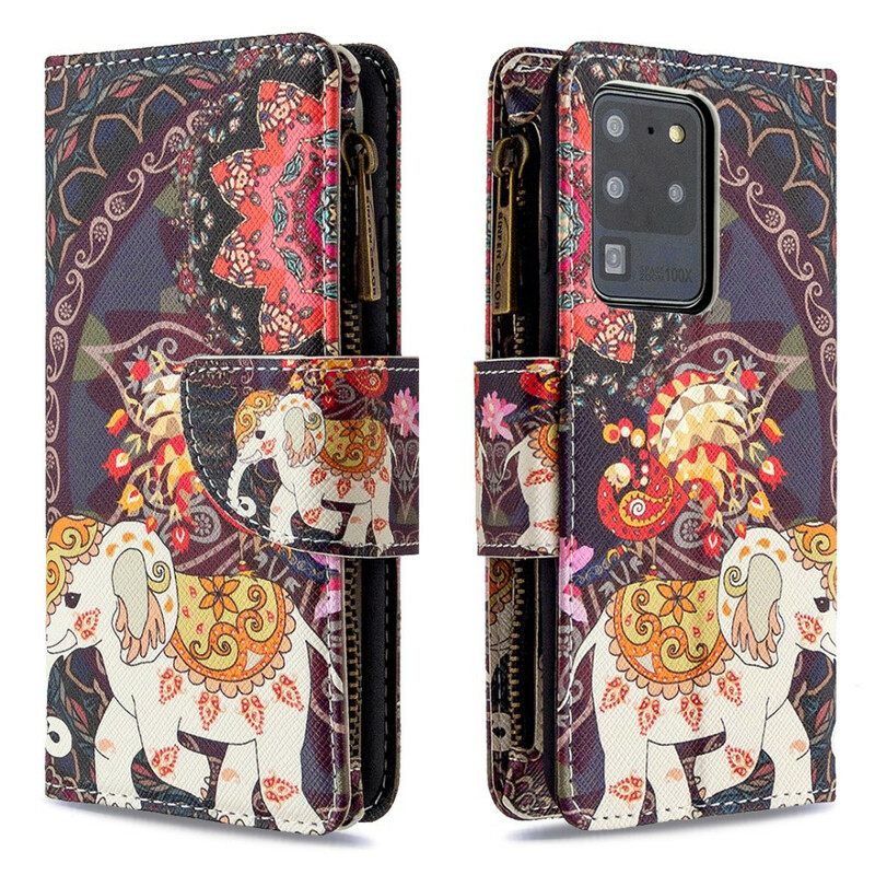 Flip Case Samsung Galaxy S20 Ultra Elephant Vetoketjutasku