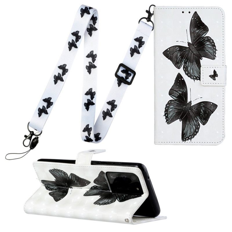 Kotelot Samsung Galaxy S20 Ultra Suojaketju Kuori Butterfly Säädettävä Hihna