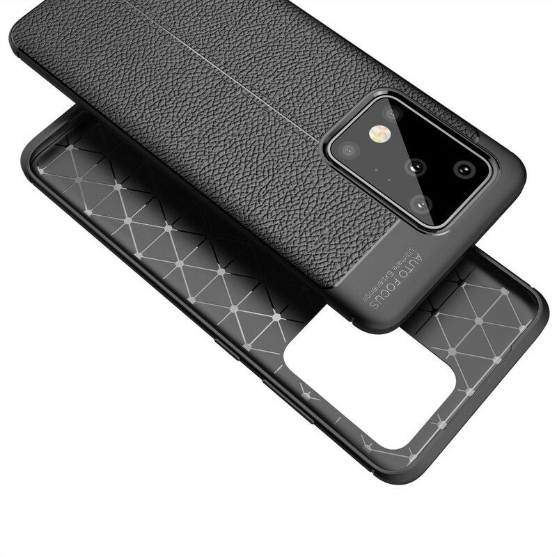 Kuori Samsung Galaxy S20 Ultra Double Line Litchi Leather Effect