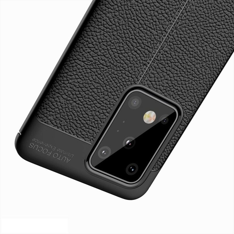 Kuori Samsung Galaxy S20 Ultra Double Line Litchi Leather Effect