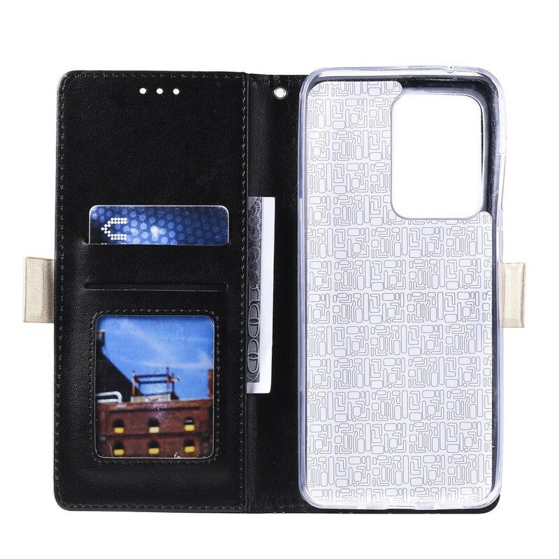 Nahkakotelo Samsung Galaxy S20 Ultra Suojaketju Kuori Lace Strap Kolikkokukkaro