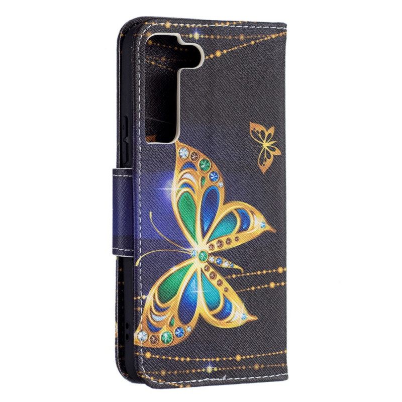 Kotelot Samsung Galaxy S22 5G Golden Butterflies