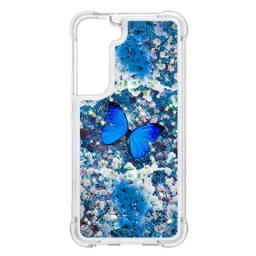 Kuori Samsung Galaxy S22 5G Glitter Blue Butterflies