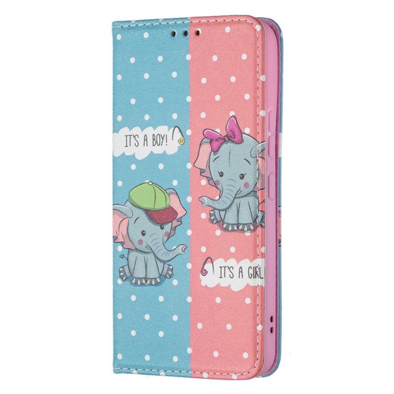 Puhelinkuoret Samsung Galaxy S22 5G Kotelot Flip Baby Elephants