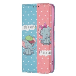 Puhelinkuoret Samsung Galaxy S22 5G Kotelot Flip Baby Elephants