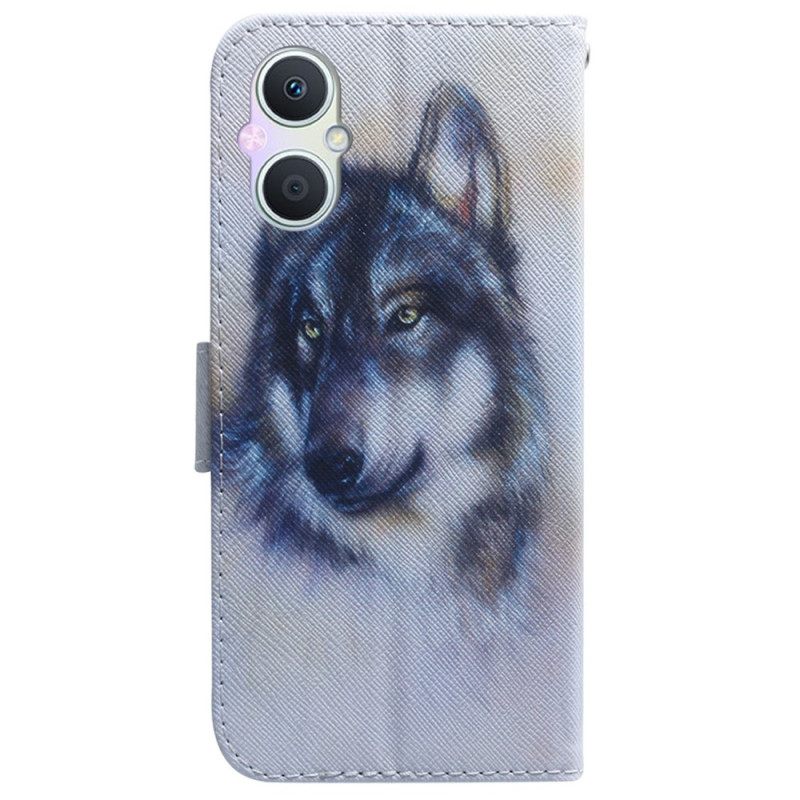 Nahkakotelo Oppo Reno 8 Lite Wolf Watercolour