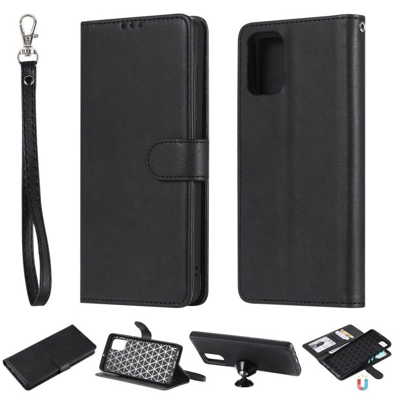 Case Nahkakotelo Samsung Galaxy A71 Irrotettava Ja Lanyard