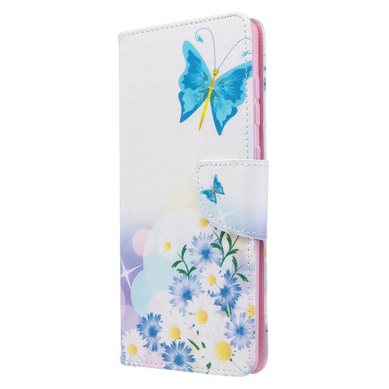 Flip Case Samsung Galaxy A71 Maalatut Perhoset Ja Kukat