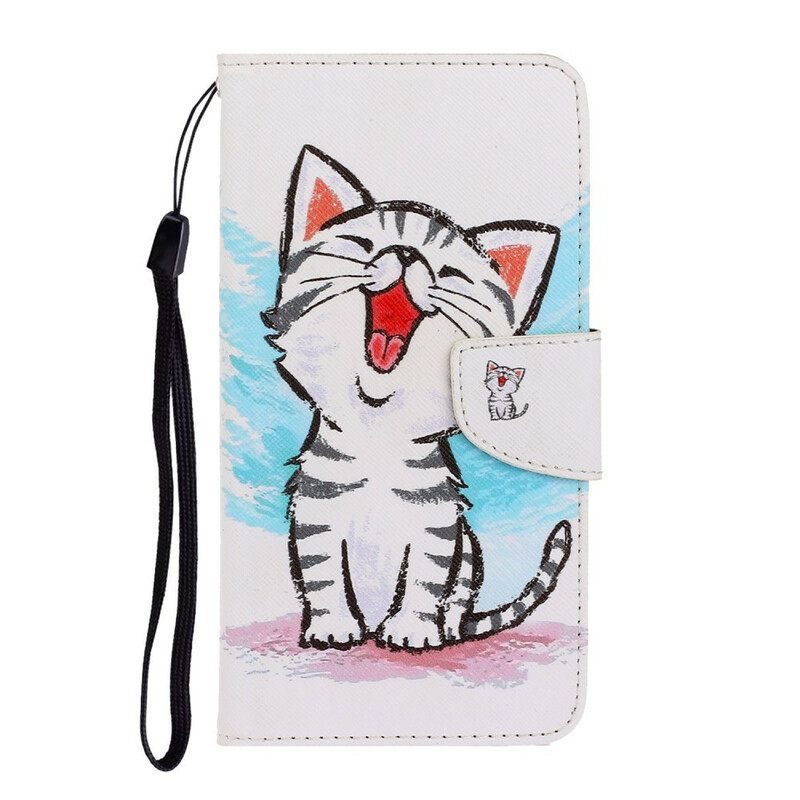 Flip Case Samsung Galaxy A71 Suojaketju Kuori Kitten Color Strappy