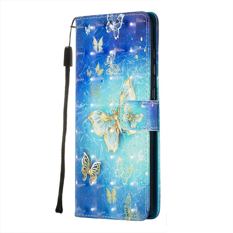 Kotelot Samsung Galaxy A71 Golden Butterflies Lanyard