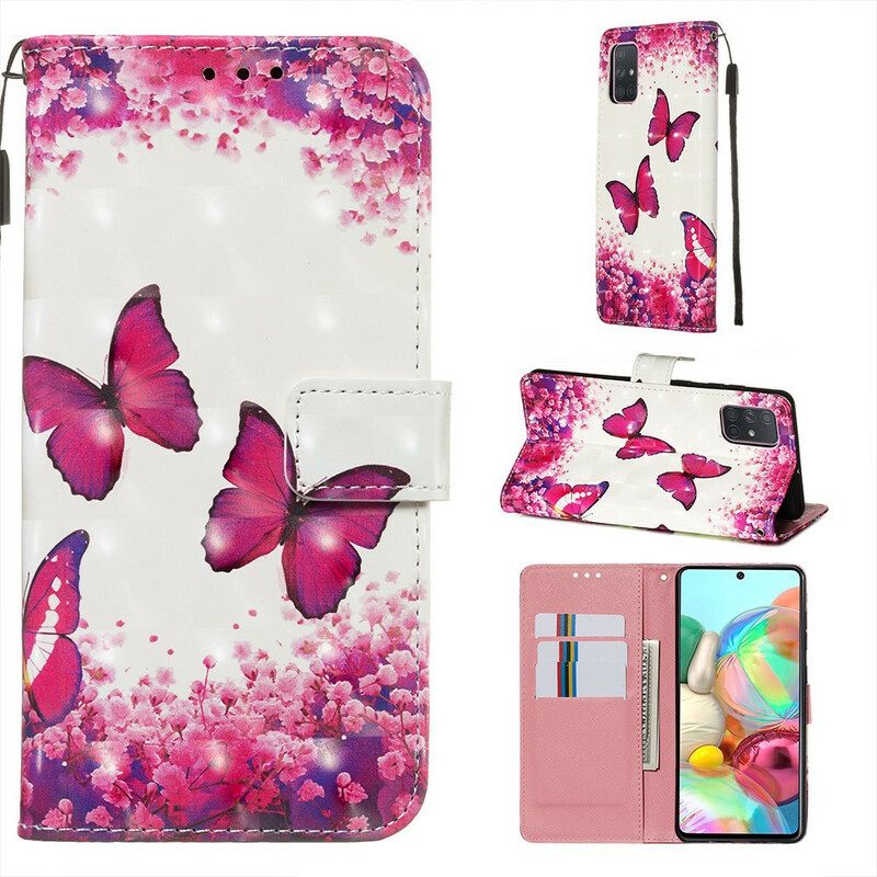 Kotelot Samsung Galaxy A71 Red Butterflies