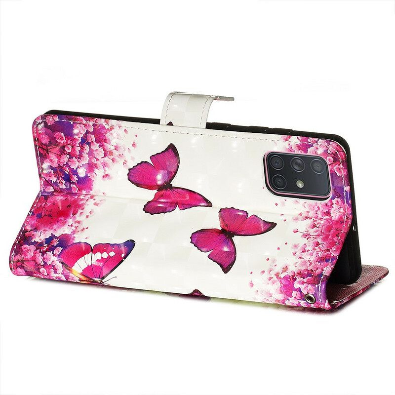 Kotelot Samsung Galaxy A71 Red Butterflies