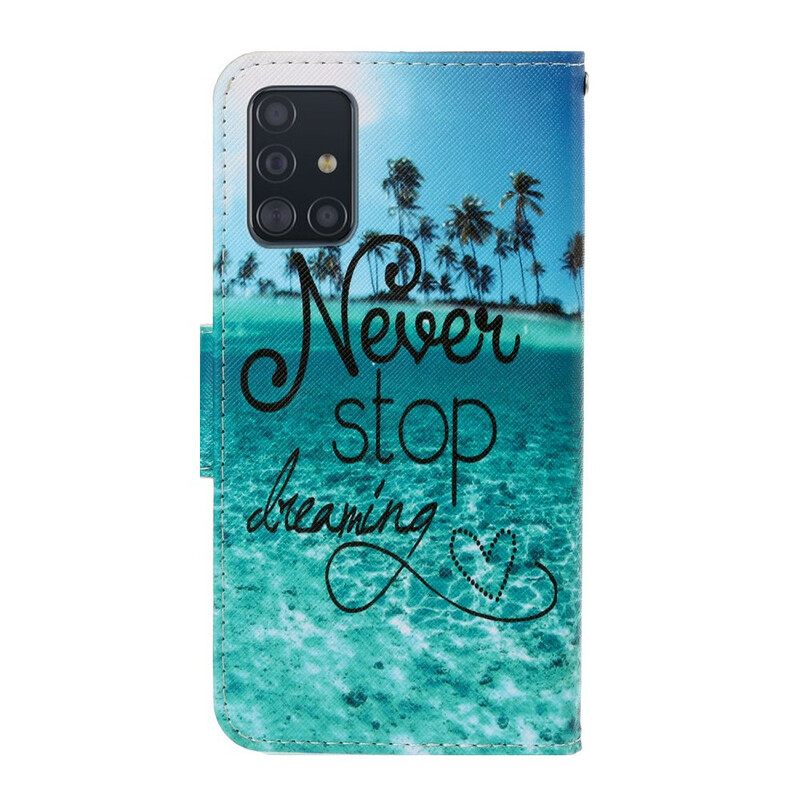 Kotelot Samsung Galaxy A71 Suojaketju Kuori Never Stop Dreaming Navy Strappy