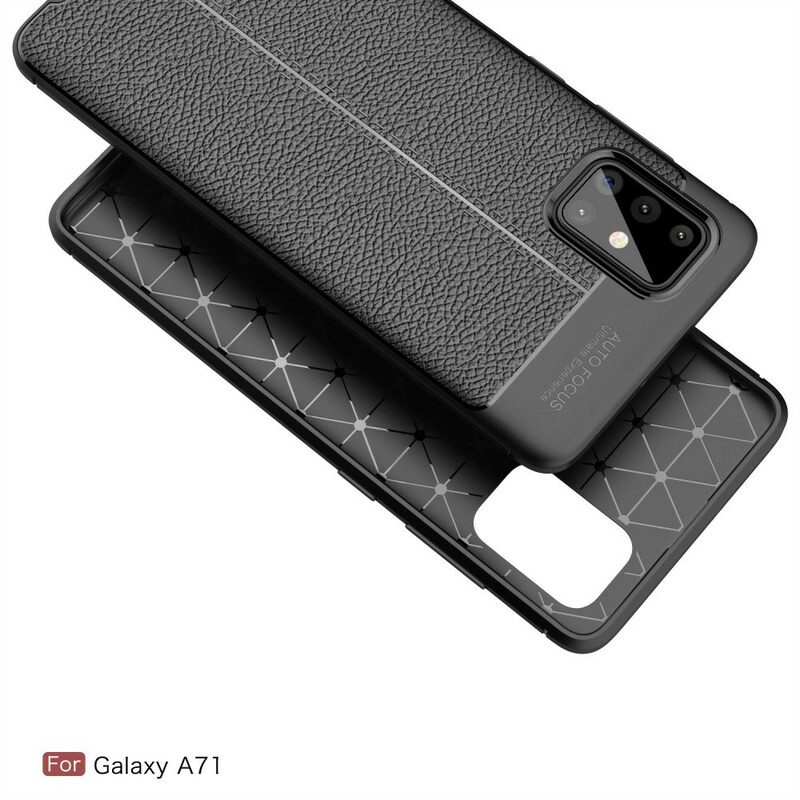 Kuori Samsung Galaxy A71 Double Line Litchi Leather Effect