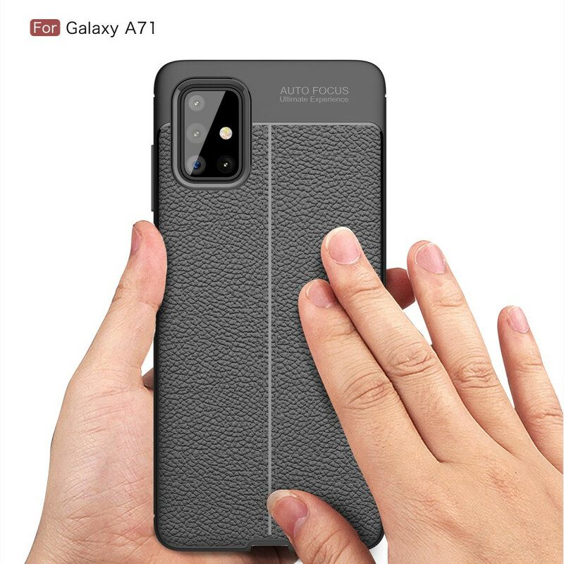 Kuori Samsung Galaxy A71 Double Line Litchi Leather Effect