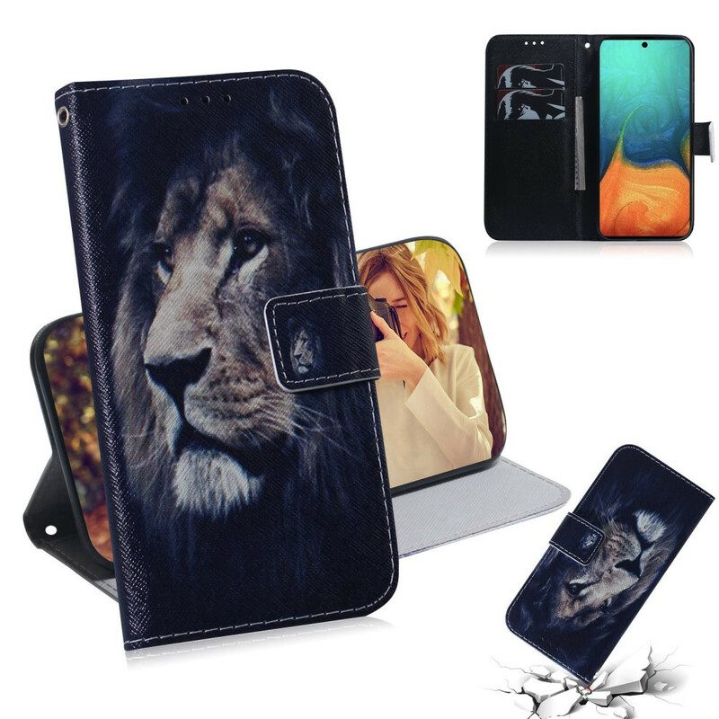 Nahkakotelo Samsung Galaxy A71 Dreaming Lion