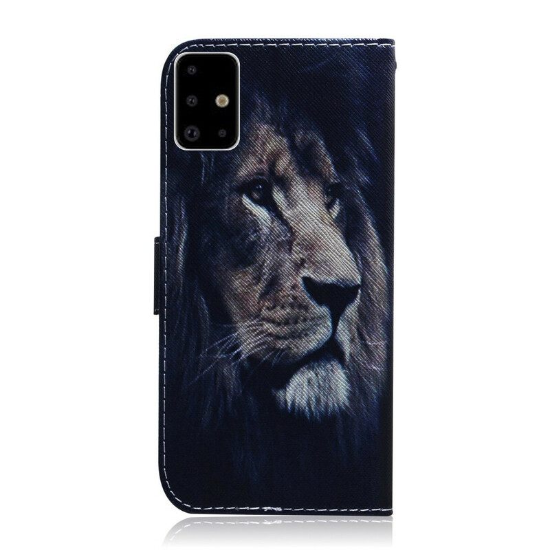 Nahkakotelo Samsung Galaxy A71 Dreaming Lion