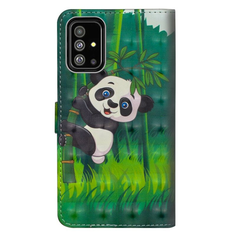 Nahkakotelo Samsung Galaxy A71 Panda Ja Bamboo