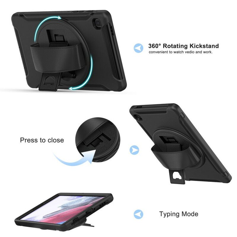 Case Samsung Galaxy Tab A7 Lite Suojakuori Triple Protection Hihnalla Ja Pidikkeellä