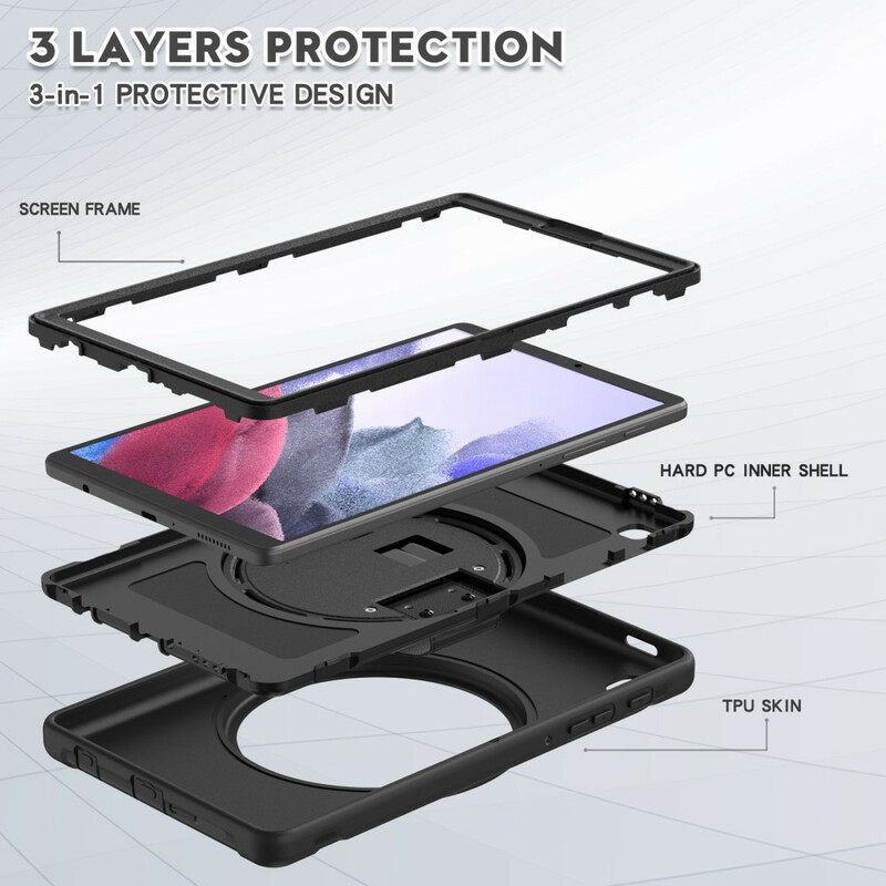 Case Samsung Galaxy Tab A7 Lite Suojakuori Triple Protection Hihnalla Ja Pidikkeellä