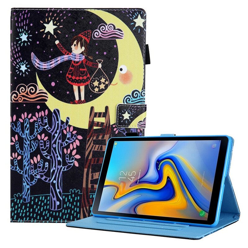 Nahkakotelo Samsung Galaxy Tab A7 Lite Girl In The Moon