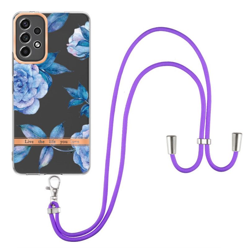 Case Samsung Galaxy A53 5G Kiristysnyörillä Floral Cordille