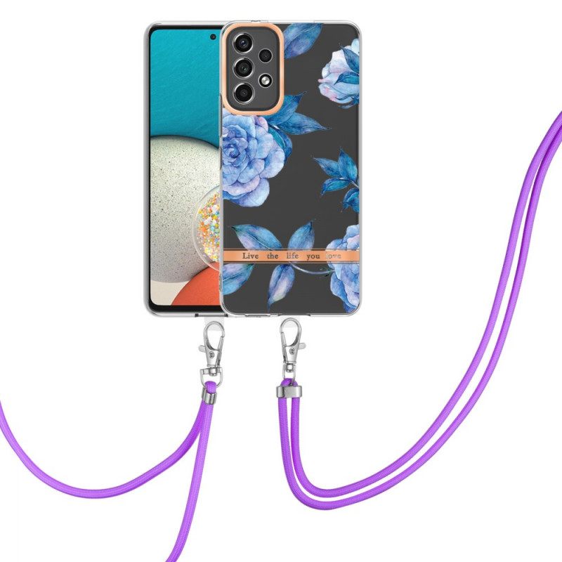 Case Samsung Galaxy A53 5G Kiristysnyörillä Floral Cordille