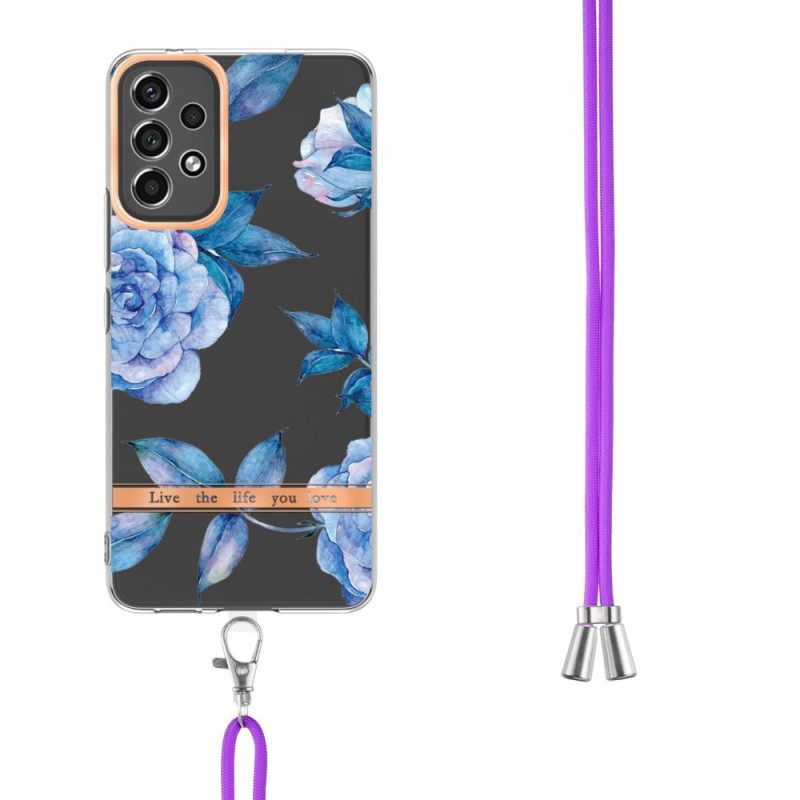 Case Samsung Galaxy A53 5G Kiristysnyörillä Floral Cordille