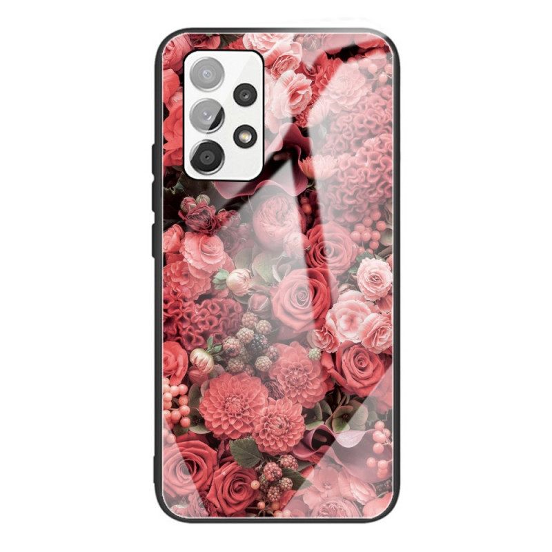 Case Samsung Galaxy A53 5G Tempered Glass Rose Flowers