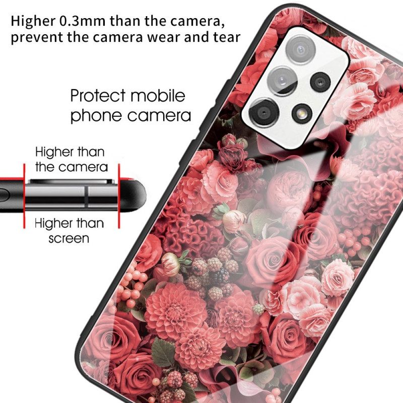 Case Samsung Galaxy A53 5G Tempered Glass Rose Flowers