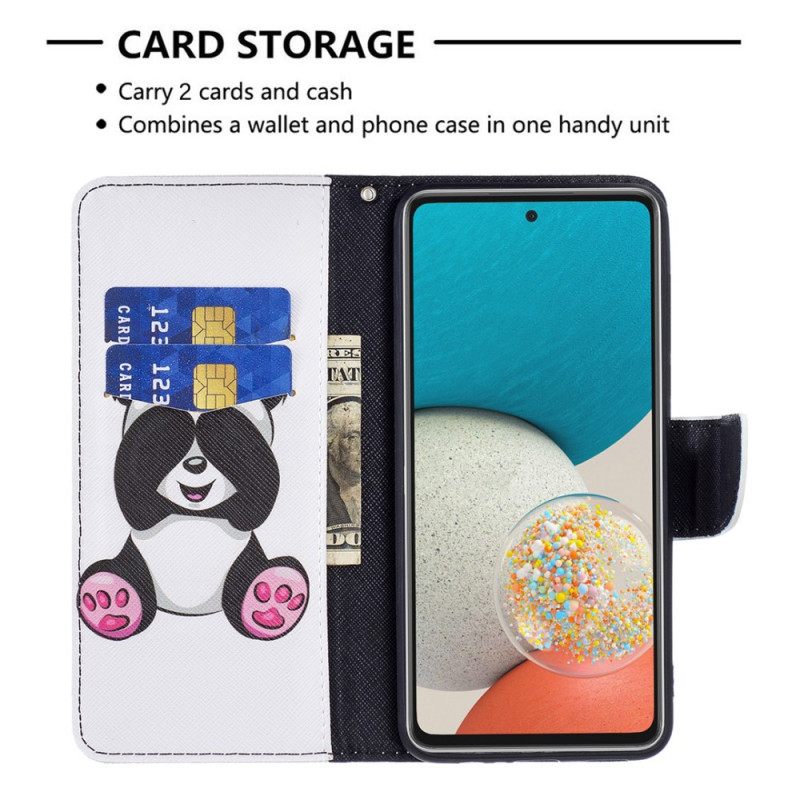 Flip Case Samsung Galaxy A53 5G Panda Hauskaa