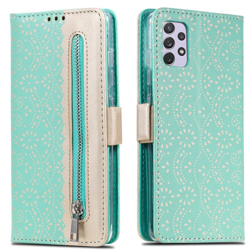 Flip Case Samsung Galaxy A53 5G Suojaketju Kuori Lace Strap Kolikkokukkaro