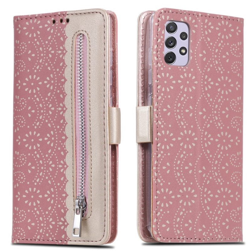 Flip Case Samsung Galaxy A53 5G Suojaketju Kuori Lace Strap Kolikkokukkaro