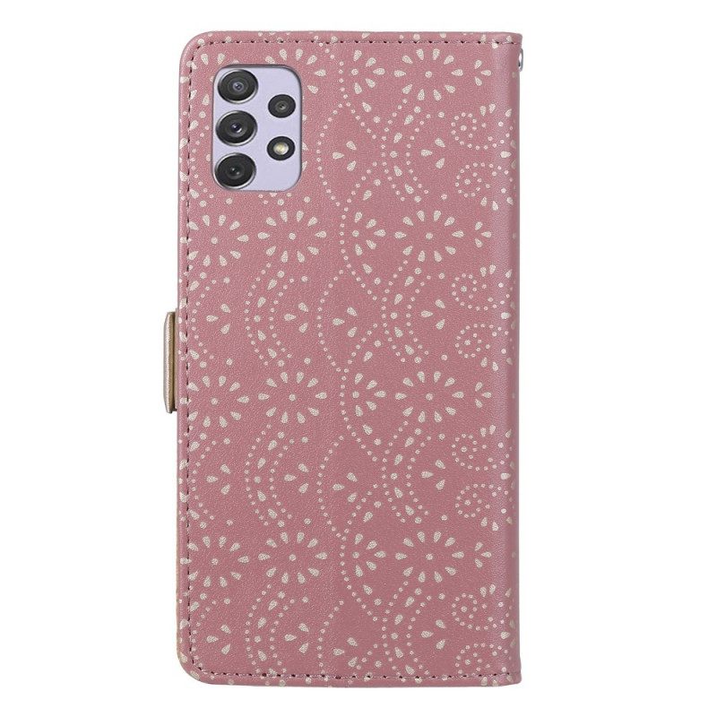 Flip Case Samsung Galaxy A53 5G Suojaketju Kuori Lace Strap Kolikkokukkaro