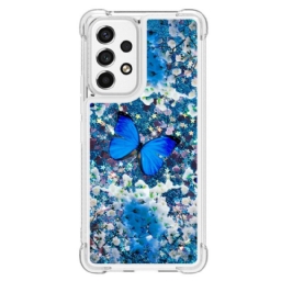 Kuori Samsung Galaxy A53 5G Glitter Blue Butterflies