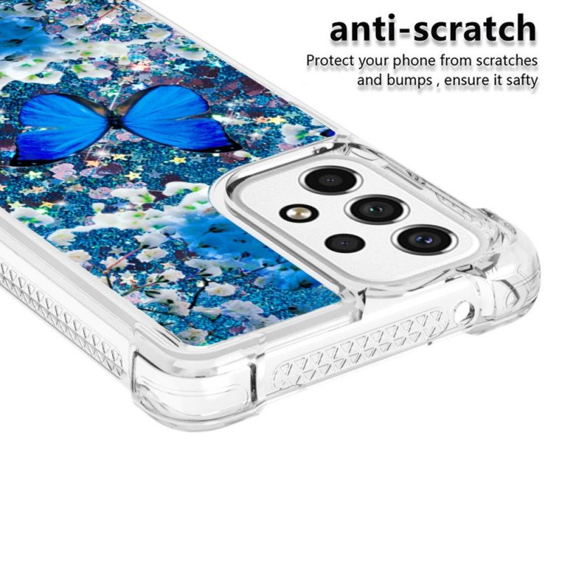 Kuori Samsung Galaxy A53 5G Glitter Blue Butterflies