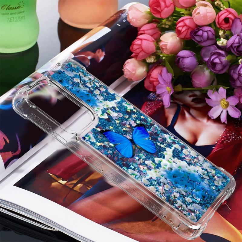 Kuori Samsung Galaxy A53 5G Glitter Blue Butterflies