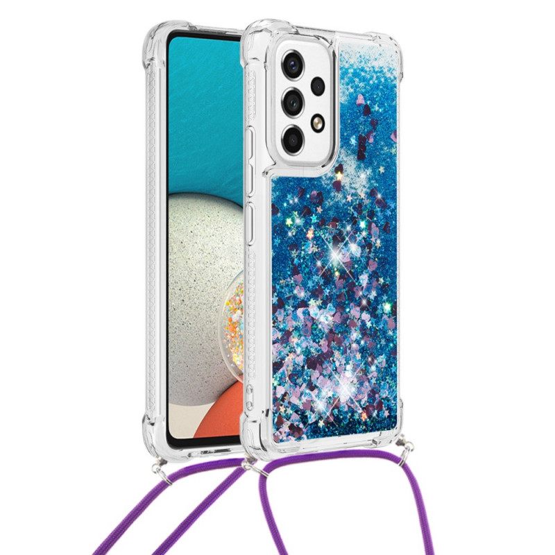 Kuori Samsung Galaxy A53 5G Kiristysnyörillä Kiristysnauha Glitter Design