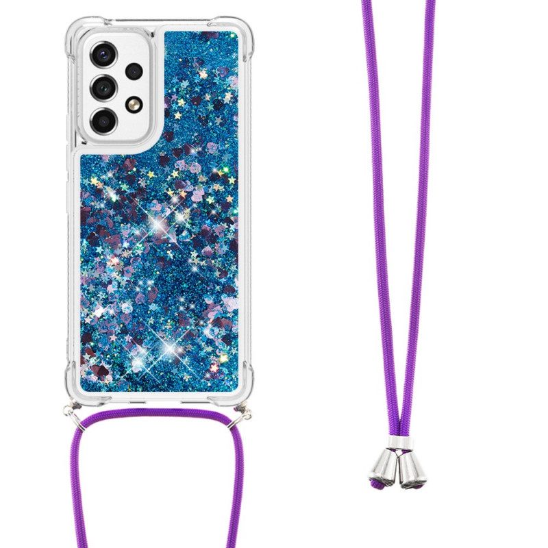 Kuori Samsung Galaxy A53 5G Kiristysnyörillä Kiristysnauha Glitter Design