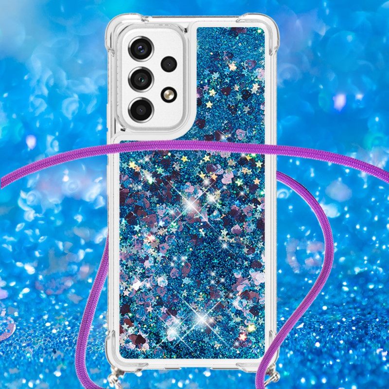 Kuori Samsung Galaxy A53 5G Kiristysnyörillä Kiristysnauha Glitter Design